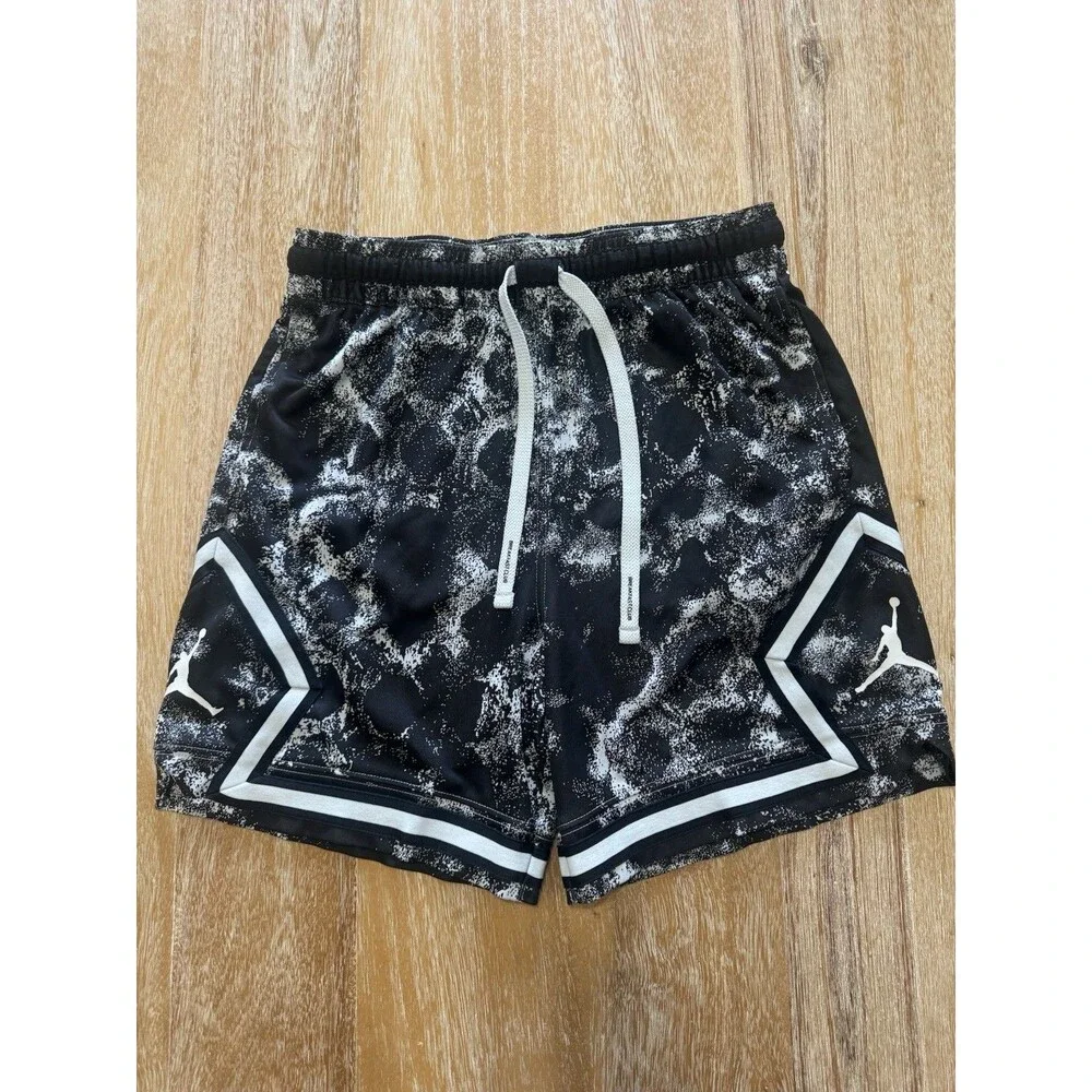 Jordan Dri-FIT Sport Diamond Shorts Men Medium Black White Mesh Lightning DV9779